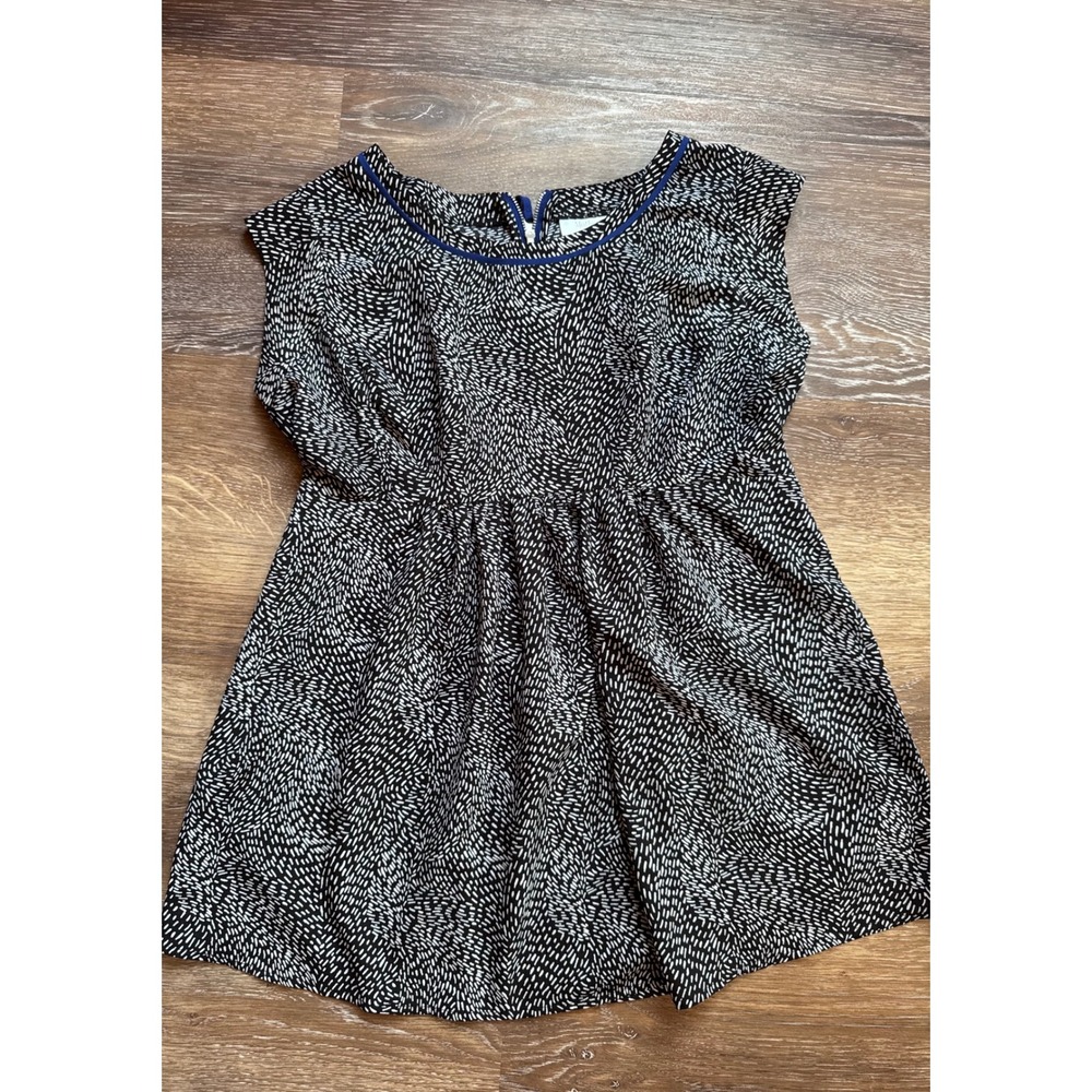 Motherhood Maternity Black White Dash Print Empire Waist Sleeveless Blouse S